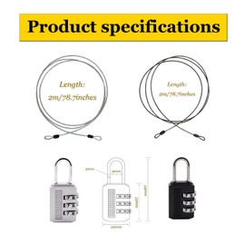 LIANCHEN Pack of 4 Security Cable, Braided Loop Cable, Locking Cable, Double Looped Stainless Steel Security Lock Cable, Travel, Outdoor Steel Cable, Security for Motorcycle, Patio Furniture