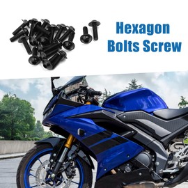 A ABSOPRO Motorcycle Fairing Fastener M6 Hexagon Bolts Screw Black (Set of 20)