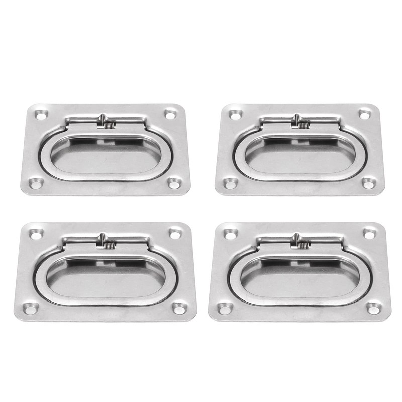 Flush Ring Pull Handle, 4 Pack 316 Stainless Steel Hatch