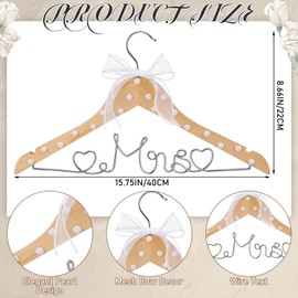 Honeydak Wood Bridal Hanger for Wedding Dress,Natural,Pearl