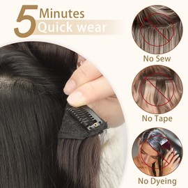 KooKaStyle Hair Extensions, 4PCS Clip in Long Beach Wavy Hair Extensions Thick Natural Hairpieces Double Weft for Women Full Head (20 Inch, Chocolate Brown)