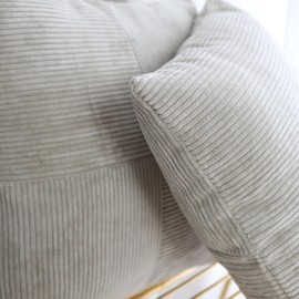 BRMM MIA Set of 2 Decorative Throw Pillow Covers Corduroy Cushion Covers Pillowcase Square Cushion Covers for Living Room Sofa 45cm x 45cm(Kakhi Stripe)