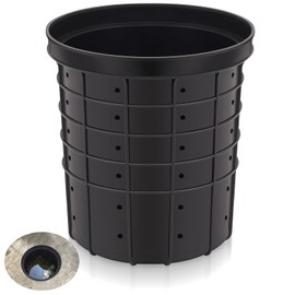 Memorywuu Perforated Sump Basin Perforated Sump Pump Bucket with 40 Drilled Holes for Crawl Spaces, Yards, Patios and Driveways(Black,18.5 x 16.9 x 15.7 Inch)
