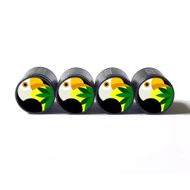 AutoValveCaps Colorful Toucan Bird Tire Valve Stem Caps - Set of Four - Fits on all Vehicles