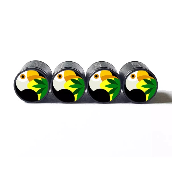 AutoValveCaps Colorful Toucan Bird Tire Valve Stem Caps - Set