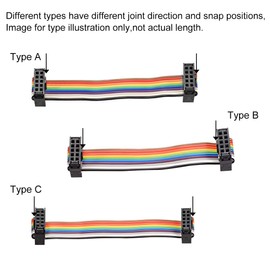 sourcing map IDC Ribbon Cable Coloured Rainbow Wire 40 Pins 48 cm Length 2.54 mm Distance Type C