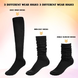 Mabor Knee High Black Socks Slouch Socks Long Black Sock for Women Girls 80s 90s Long Stacked Scrunch Boot Tube Sock