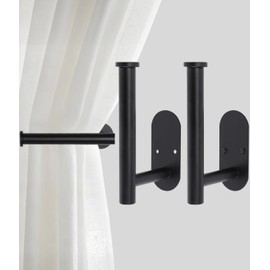 Curtain Tiebacks Hooks Wall Mounted, Curtain Holdbacks Screw-in, Curtain Holders for Drapes, Curtain Pull Backs, Curtain Tie Backs 304 Stainless Steels, 2pcs Black