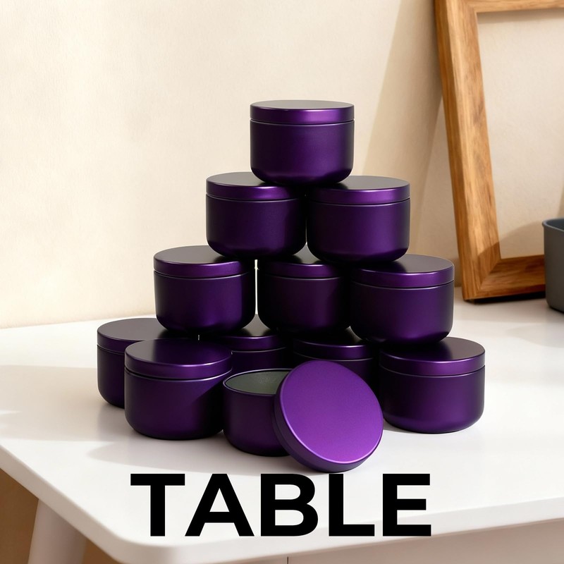 12Pack 2oz Candle Tins with Lids, Purple