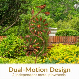 Sunnydaze Twirling Twigs Large Wind Spinners Outdoor for Garden - Spinner Yard Art with 2-Point Step-in Stake - 48" H
