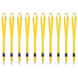 Karteo Lanyard with Carabiner Hook and Buckle Yellow [Pack of 10] Blank for Hanging ID Cards Car Keys Access Cards