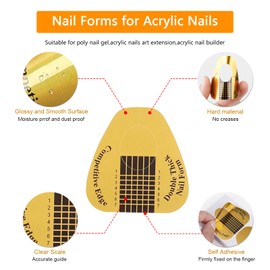 Yokilly Nail Forms for Acrylic, Polygel Tips Guide, Builder Gel - 200PCS Roll With Numbers Marked for Salon Former Stickers, Nail Art DIY