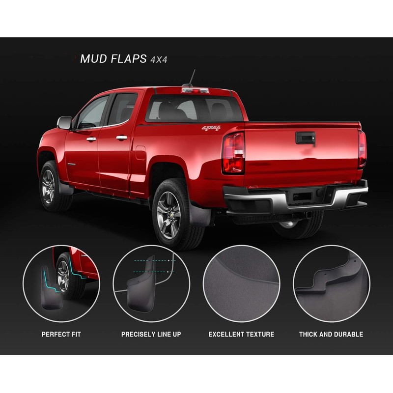 Tecoom Mud Flaps for Chevy Colorado/GMC Canyon Without Flares 2015-2022