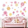FUFUQUARE 8 Sheets Boho Pink Yellow Daisy Flower Wall Stickers