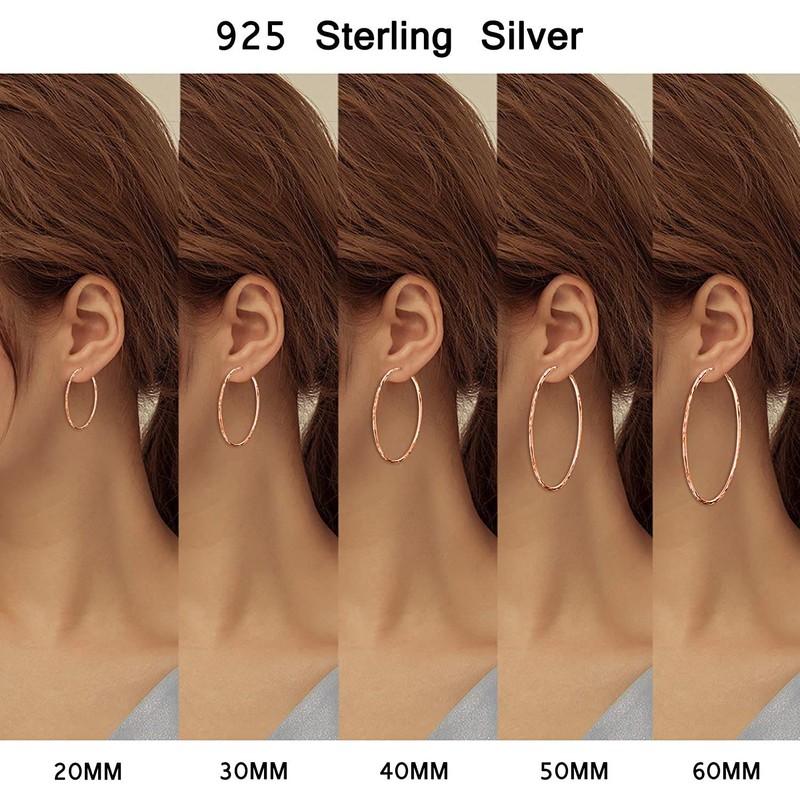 VONALA Sterling Silver Hoop Earrings for Women Rosegold Jewellery 20