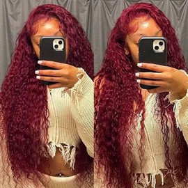 26 28 30 inch CnumGunm Burgundy Bundles #99j Human Hair Bundles Red Kinky Cyrly Bundles Mixed Length 3 Bundles Burgundy Human Hair Bundles #99j Curly Wave Bundles