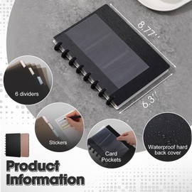 Jetec 4 Pack A5 8-Disc Discbound Notebook Customizable Spiral Journal Refillable 5.5 x 8.5 Inches 5 Subject Notebook with 6 Binder Dividers 16 Tabs Removable 120 Pages Wide Ruled Disc Planner