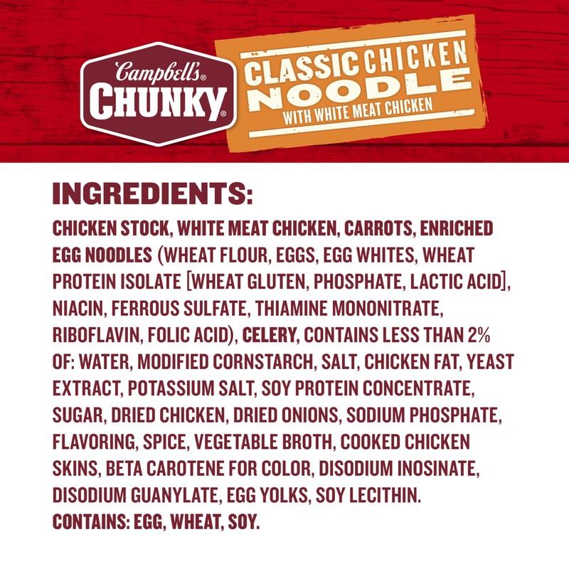 Campbell's Chunky Classic Chicken Noodle Soup, 18.6 oz Can (12