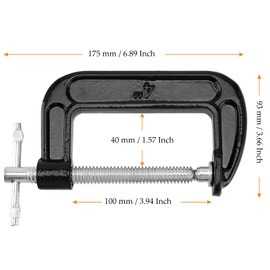 MUKCHAP 10 Piece 4 Inch Black C Clamp, Industrial Cast Iron C Clamps Bulk for Woodworking