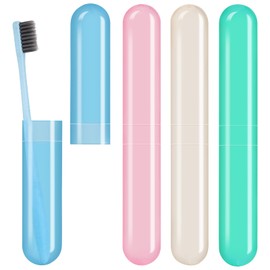 Hooqict 4 Pack Toothbrush Cases Travel Toothbrush Holder Portable Toothbrush Container Plastic Protector Cover Case for Traveling, Camping, Home, School, Business