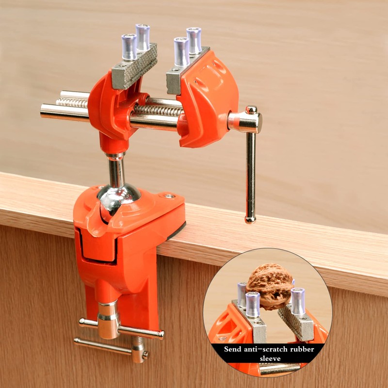 MAXMAN Clamp Bench Vise with Post Universal, Woodworking Vise, 360°