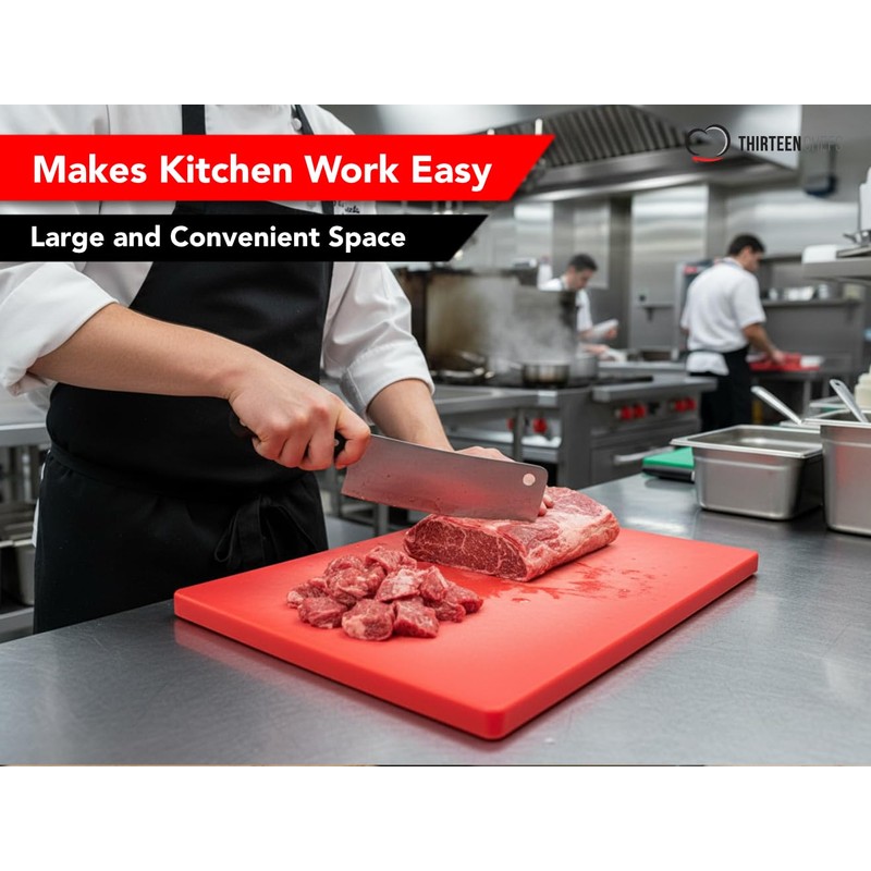 18 x 12 Red Plastic Cutting Board, 1 Inch Thick