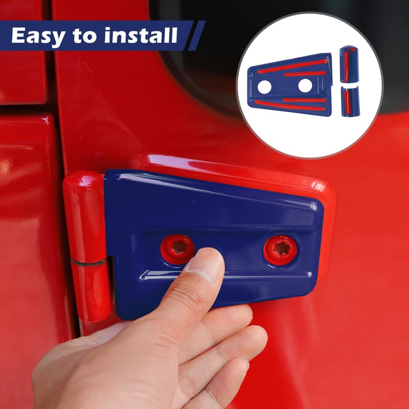 RT-TCZ for Jeep JK Door Hinge Covers Protector Trim Blue