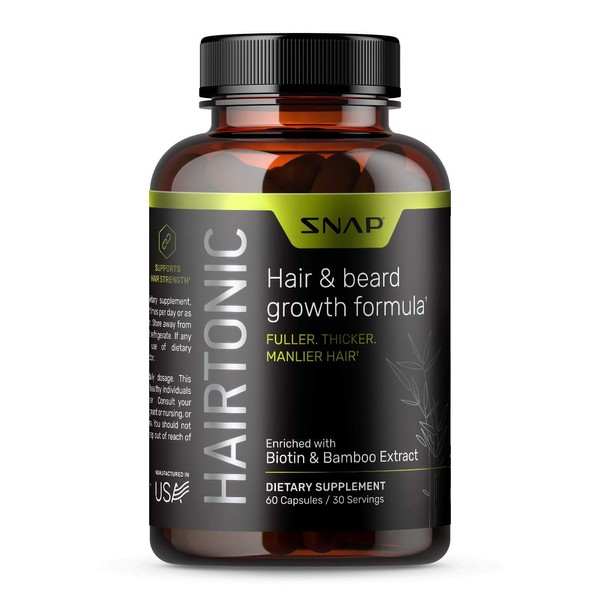 Hair Growth Supplement for Men - Grow Hair, Stop Hair Loss & Regrow Hair, Beard Growth, Skin and Nail Vitamin - Mens Hair Regrowth with Biotin for Men, Kelp, Bamboo & More (60 Count)