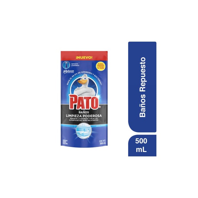 Pato Limpiador de Baño Líquido, Limpieza Poderosa, Repuesto 500ml