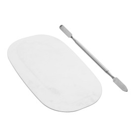 Gatuida 1Set Stainless Steel Makeup Mixing Palette Foundation Plate with Spatula for Easy Mixing for Creams Eyeshadows and Nail Polishes Compact and Easy to Clean