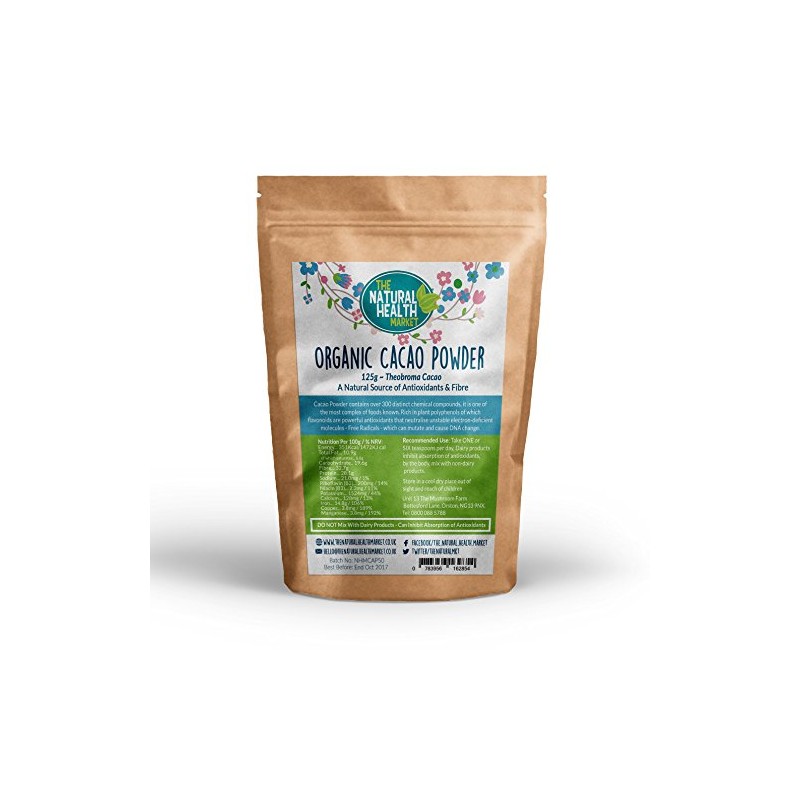 Organic Cacao Powder 125g by The Natural Health Market