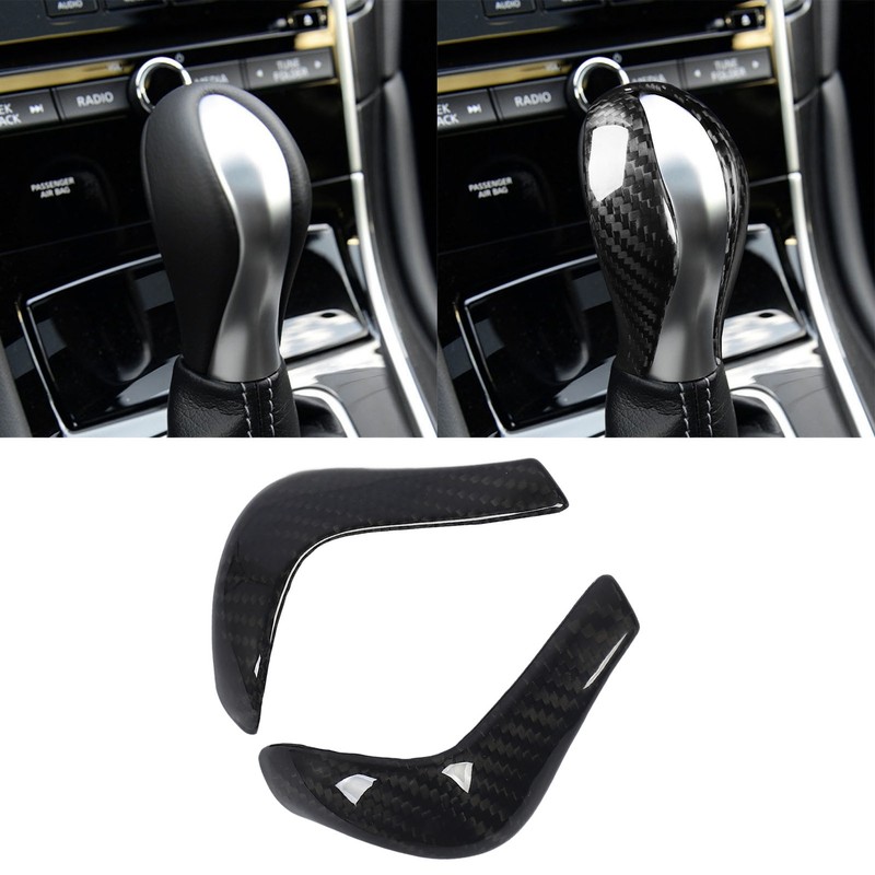 Gear Shift Knob Cover Carbon Fiber Console Shifter Head Trim