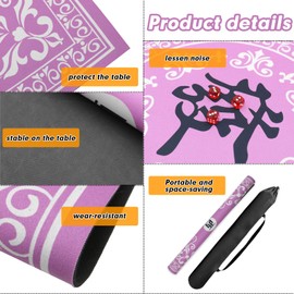 Icegrey Mahjong Mat with Bag, Anti Slip Noise Reduction Table Cover Mat, Mahjong Table Accessories Tablecloth for Mah Jongg, Card, Board & Tile Games, Rose Pink