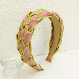 Fashion Women Knotted Jeweled Headband Crystal Embellished Mixed Top Hairband ladies Twist Nylon Hair Accessories for Girls (Red)