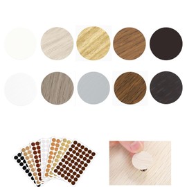 540 PCS Adhesive Screw Hole Cover Stickers Wood Grain Furniture Stickers 10 Colors Waterproof Screw PVC Cover Caps for Wall Cabinets Desk Repairing