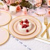 GATHER 350pcs Pink Plastic Plates - Disposable Plastic Dinnerware Set