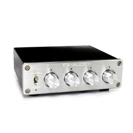 FX-AUDIO- LM-01J [Silver] 4ch Stereo Mixer & Preamplifier Combines RCA 4 Inputs into 1 Output