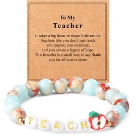 Lamyba Teacher Appreciation Gifts, Teacher Gifts Bracelet, Thank You Present for Women, Teachers Appreciation Gift for Women/Preschool/Daycare, Blue