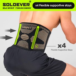 SOLOEVER Copper Back Braces for Lower Back Pain, Breathable Lumbar Support Belt for Men and Women, Lower Back Brace for Herniated Disc, Sciatica, Scoliosis, Heavy Lifting (Black, Medium)