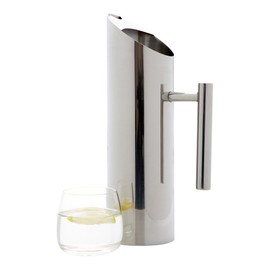 Met Lux 50 Ounce Modern Water Pitcher, 1 Dent-Resistant Metal Drink Pitcher - With Ice Guard, Built-In Handle, Polished Stainless Steel Water Serving Pitcher, For Water Or Iced Tea - Restaurantware