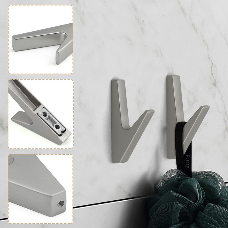 JINTANG 6 Set Coat Hooks wall Mounted,Black Coat Hooks for