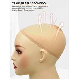 24PCS Cabello para Peluca Wig Cap, Gorro de Peluca Ultra Fino y Extensible, Malla Para Peluca Cap Net, Malla de Pelo de Extremo Cerrado, Medias para Pelucas Color Beige para Mujer