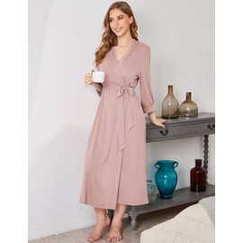 Ekouaer Dressing Gown Women Soft Spa Robe Excellent Lightweight Loungewear Pink XXL