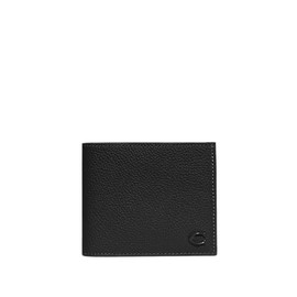 Coach Men's Refined Double Bill in Pebble Leather with Sculpted C Hardware Branding Wallets, Black