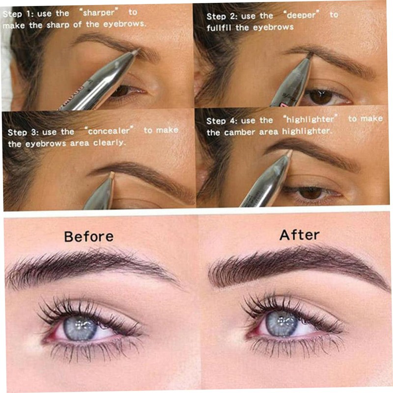 Pen de contorno de cejas 4 en 1 giro duradero