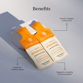 CYMBIOTIKA Vitamin C Individual Packets, Liposomal Delivery, Supplement for Immune Support, Collagen Boost, & Healthy Aging, Skin Hydration Packets, Citrus Vanilla Flavor, 30 Count