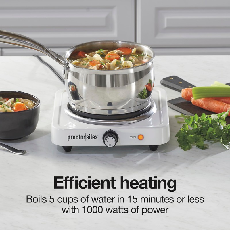 Proctor Silex Portable Electric Stove, Cast Iron Single Burner Cooktop,