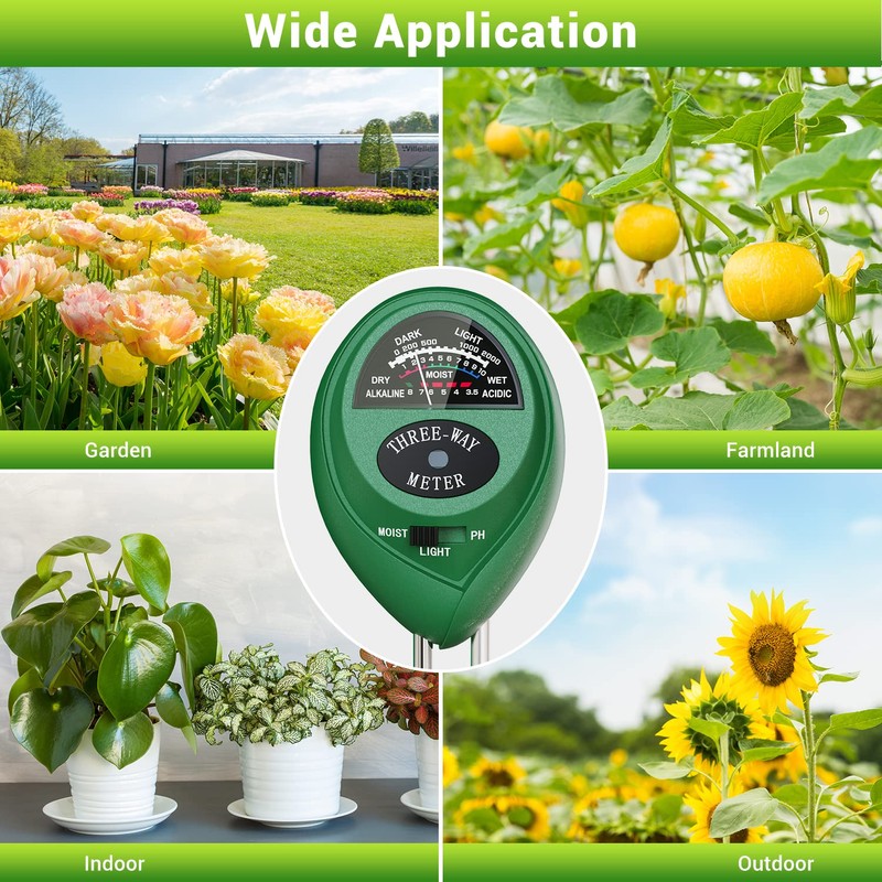 Plant Moisture Meter, 3 in 1 Soil Moisture Light pH
