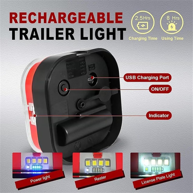 2Pack Magnetic Wireless Trailer Lights Kit, Magnetic Wireless Tail Lights