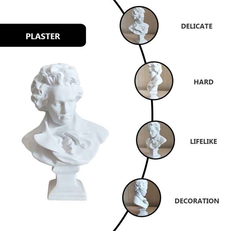 EXCEART Resin Sketch Figures Beethoven Bust Statue Figures Plaster Line